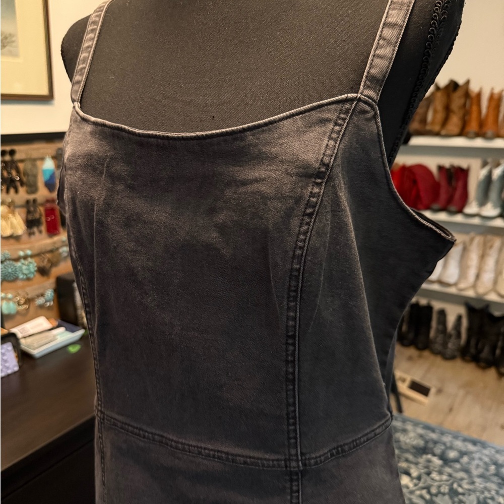 New Look Charcoal Denim Zip-Up Dress - Picture 2 of 5